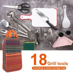 19Pcs Camping Cooking Utensil Kit