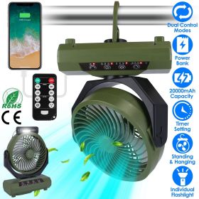 Camping Fan with Flashlight Hanging Hook