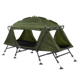 Collapsible Camping Tent with An Integrated Cot Green