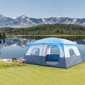 Polyester Cloth 14 People Camping Tent Dark Blue And White