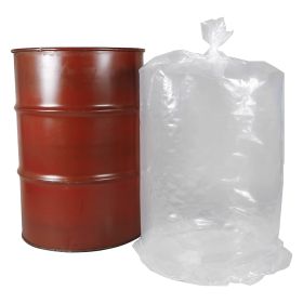Pack of 100 Clear Drum Liners 38 x 56. Cylindrical Shaped Liners 38x56. Thickness 4 mil. 55 Gallon Low Density Polyethylene Bags for Open Head
