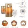3Packs Battery Operated Pillar Real Wax LED Glass Candle
