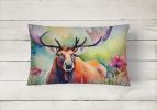 NEW Watercolor Wildlife Throw Pillow Throw Pillow for Indoor Couch Bed Outdoor Patio Washable, Moose 2966,12Hx16W