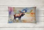 NEW Watercolor Wildlife Throw Pillow Throw Pillow for Indoor Couch Bed Outdoor Patio Washable, Moose 2967,12Hx16W