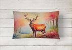 NEW Watercolor Wildlife Throw Pillow Throw Pillow for Indoor Couch Bed Outdoor Patio Washable, Deer Stag 2987,12Hx16W
