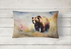 NEW Watercolor Wildlife Throw Pillow Throw Pillow for Indoor Couch Bed Outdoor Patio Washable, Grizzly Bear 2930,12Hx16W
