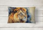 NEW Watercolor Wildlife Throw Pillow Throw Pillow for Indoor Couch Bed Outdoor Patio Washable, Lion 2954,12Hx16W