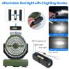 Camping Fan with Flashlight Hanging Hook