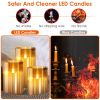 3Packs Battery Operated Pillar Real Wax LED Glass Candle