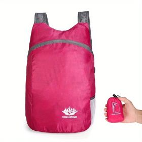 Foldable Small Backpack (Color: Rose Red)