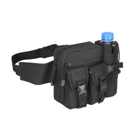 Tactical Waist Bag Denim With Water Bottle Holder (Color: Black)