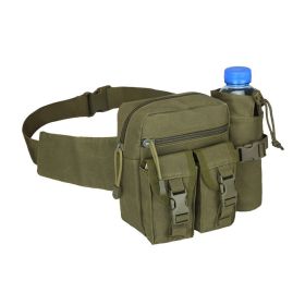 Tactical Waist Bag Denim With Water Bottle Holder (Color: Army Green)