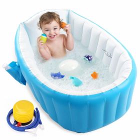 Baby Bath Tub Foldable Travel (Color: Blue, size: with pump)