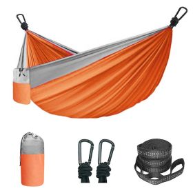 Double & Single Portable Hammock (Color: Orange, size: 118.11x78.74inch)
