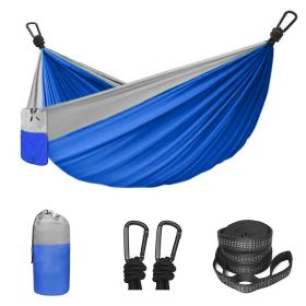 Double & Single Portable Hammock (Color: Blue, size: 106.3x55.12inch)