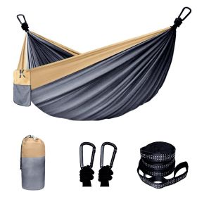 Double & Single Portable Hammock (Color: Grey, size: 118.11x78.74inch)