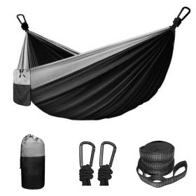 Double & Single Portable Hammock (Color: Black, size: 118.11x78.74inch)