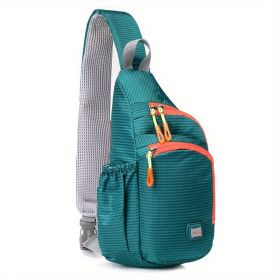 Waterproof Nylon Fanny Pack; Trendy Zipper Sling Bag (Color: Lake Green)