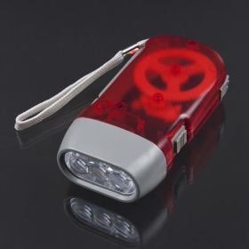 Manual Crank Electric Flashlight (Color: Red)