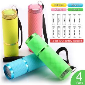 Mini 9 LED Flashlight (Color: 4Colors PACK-Including Battery)
