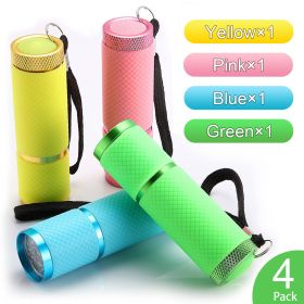 Mini 9 LED Flashlight (Color: 4Colors PACK-Without Battery)