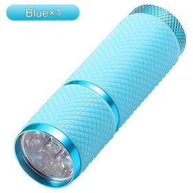 Mini 9 LED Flashlight (Color: Blue-1PC Without Battery)
