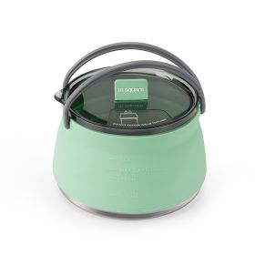 Silicone folding kettle camping cookware (Color: Silicone cookware-green)