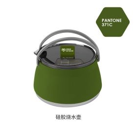 Silicone folding kettle camping cookware (Color: Silicone cookware-Olive Green)