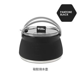 Silicone folding kettle camping cookware (Color: Silicone cookware-black)