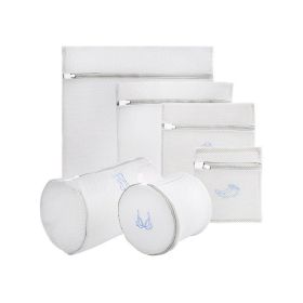 6pcs Embroidered Laundry Bag Set (Color: White)