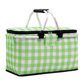 Outdoor Folding Picnic Basket (Color: green white)