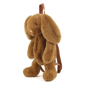 Cute Fuzz Plush Animal Rabbit Backpack Bags with Adjustable Straps for Girls (Color: Brown rabbit)