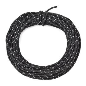 50ft Reflective Nylon Wind Rope Cord For Outdoor Camping (Color: Black)