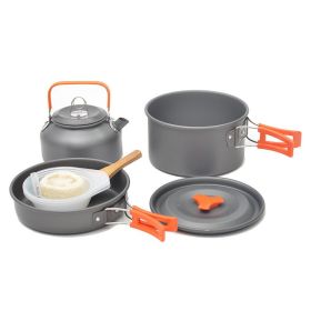 Outdoor cooker combination set including tableware (colour: orange)