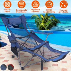 Foldable Camping Lawn Chair (Color: Blue)