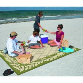 9'x12' Reversible RV Outdoor Patio Mat (Color: Green)