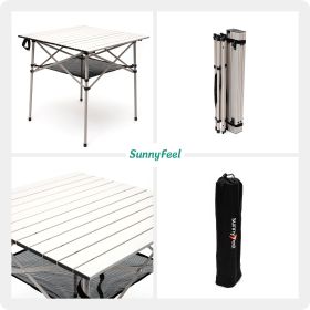 Lightweight Compact Aluminum Camping Table (Color: Grey)