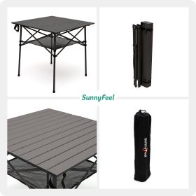 Lightweight Compact Aluminum Camping Table (Color: Brown)