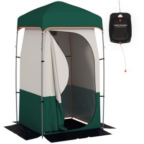 Portable Camping Shower Tent with Solar Shower Bag (Color: as Pic)