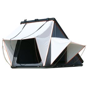 Triangle Aluminum Black Hard Shell Rooftop Tent (Color: Black+Grey)