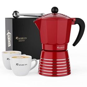 Stovetop Coffee Pot 6 Cup Set (Color: Red)