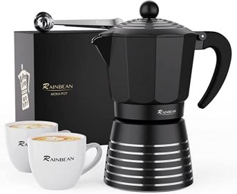Stovetop Coffee Pot 6 Cup Set (Color: Black)