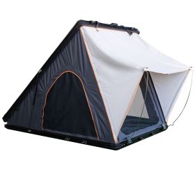 Luxurious Triangle Aluminum Black Hard Shell Grey Rooftop Tent (Color: BlackGrey)