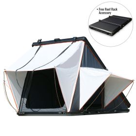 Triangle Aluminum Black Hard Shell Rooftop Tent (Color: Black+Grey with Rack)