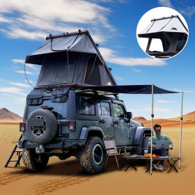 Rooftop Tent Hardshell with Side Awning (Color: BLACK GRAY)