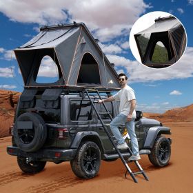 Explorer Rooftop Tent Hardshell with Luggage Racks (Color: BLACK GRAY)