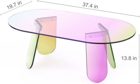 Acrylic Coffee Table Iridescent Glass Ends (size: small)