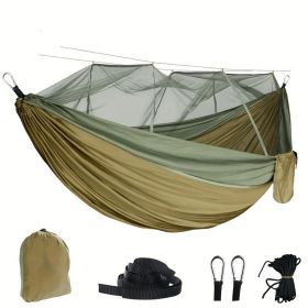 Camping Hammock Double Hammock Tent with Mosquito Net (Color: Khaki)
