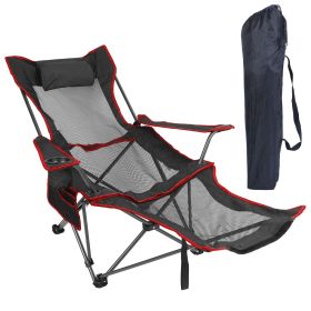Foldable Camping Lawn Chair (Color: Black)