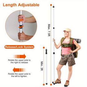 2pcs adjustable aluminum retractable waterproof pole, (Color: Silvery)